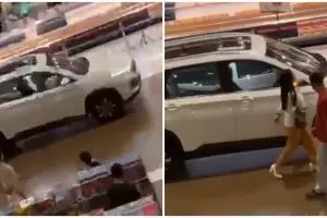 Viral perempuan parkir mobil di dalam mal, bikin heboh