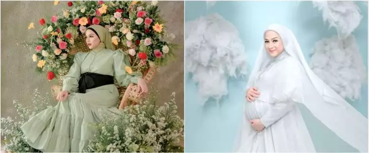 9 Gaya pemotretan Nina Zatulini di kehamilan ketiga, auranya terpancar