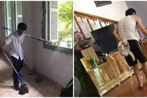 12 Aksi kocak pria saat bersih-bersih ini bikin senyum tipis