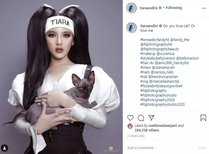 Pemotretan Tiara Andini dengan kucing © Instagram Pemotretan Tiara Andini dengan kucing © Instagram