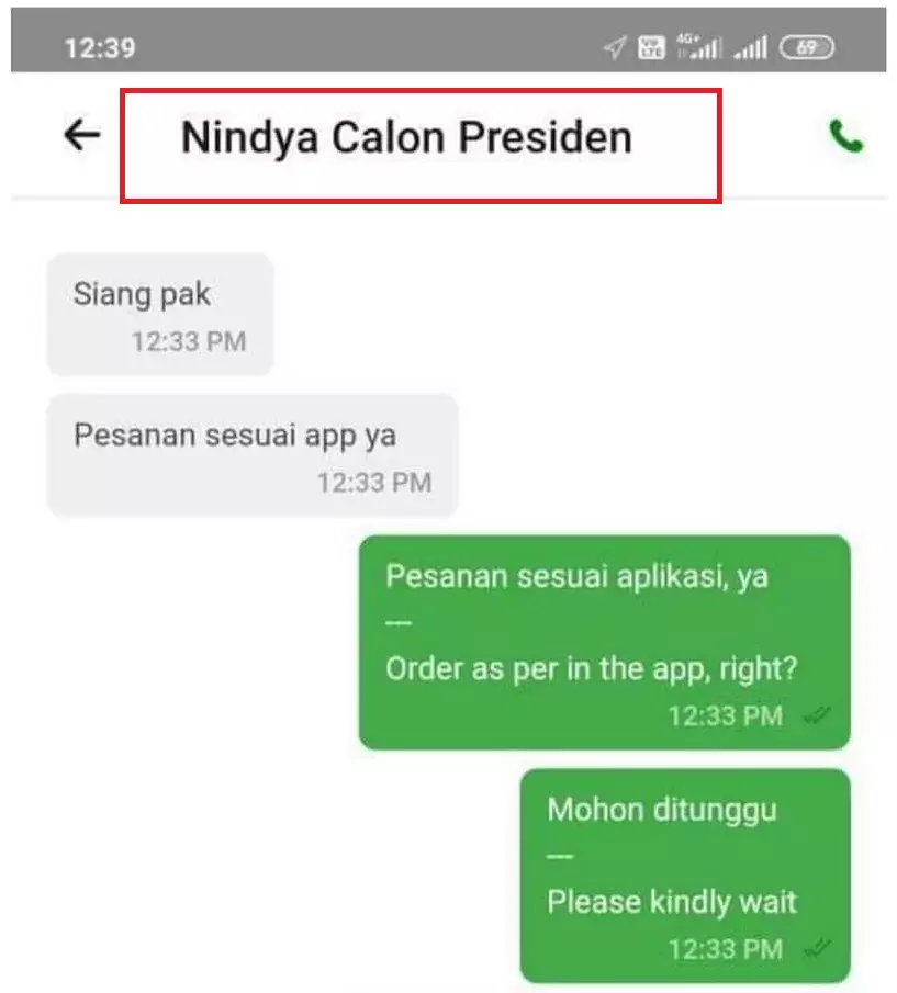 Nama penumpang ojek online © Instagram Nama penumpang ojek online © Instagram