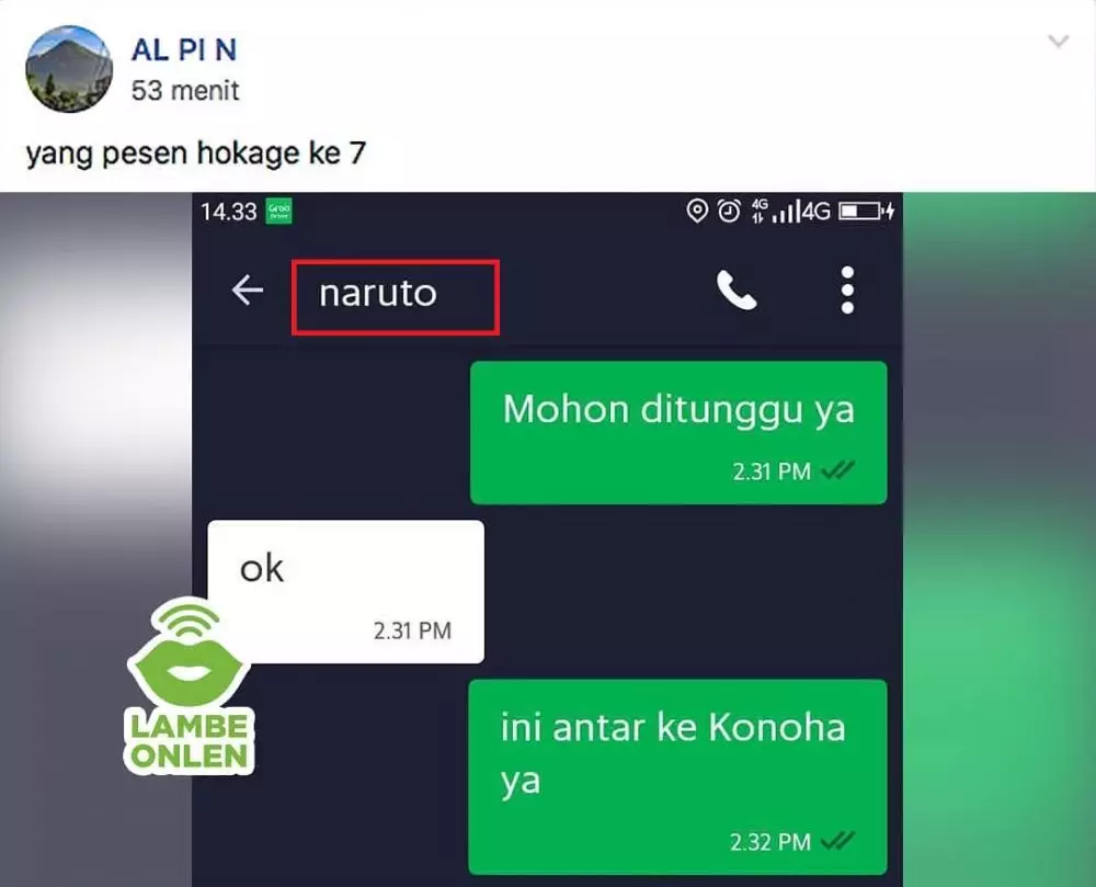 Nama penumpang ojek online © Instagram Nama penumpang ojek online © Instagram