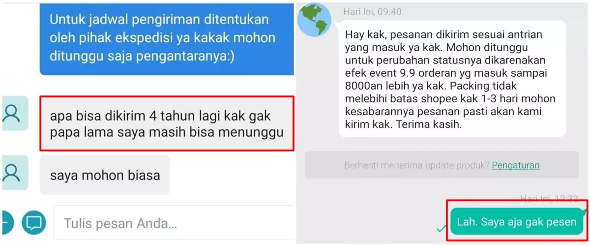 10 Balasan chat dari customer online shop ini bikin nyengir kecut
