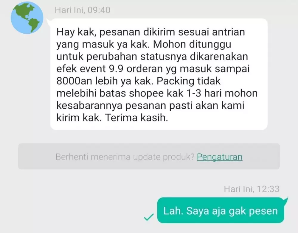 Balasan chat dari customer olshop © Twitter Balasan chat dari customer olshop © Twitter