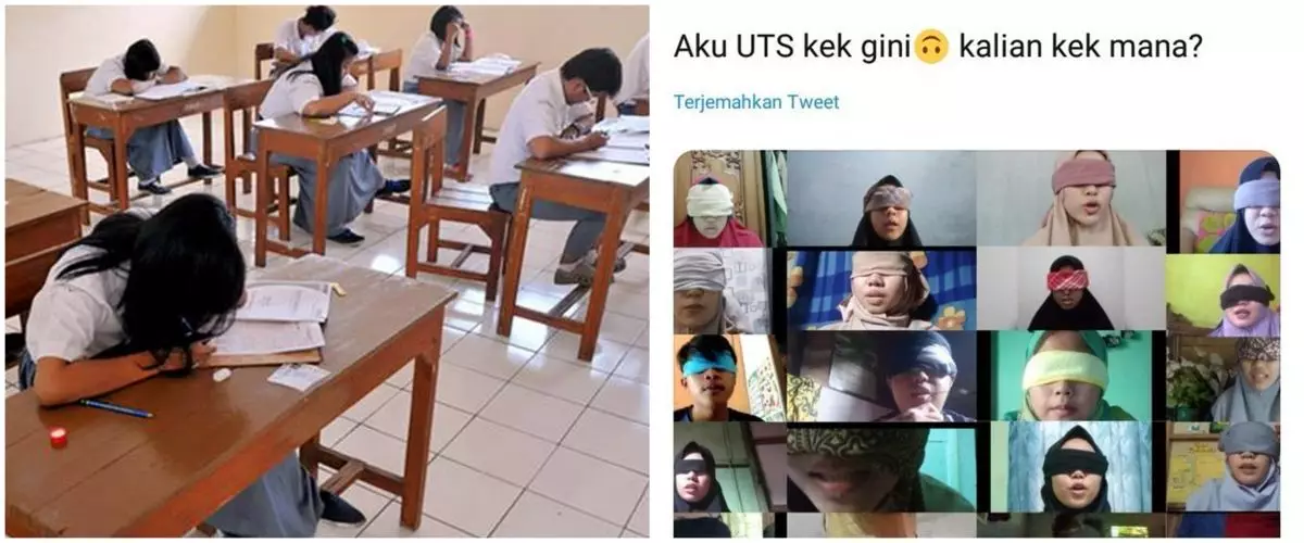 Viral ujian online dengan mata tertutup, bikin warganet tepuk jidat