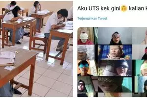 Viral ujian online dengan mata tertutup, bikin warganet tepuk jidat