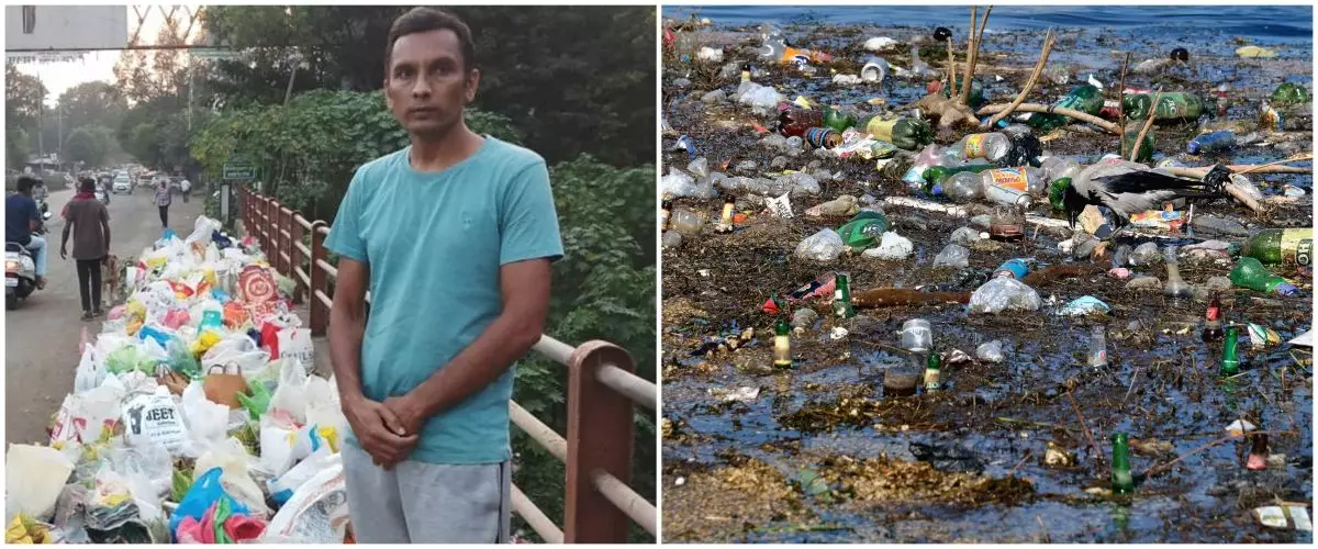 Aksi pria berdiri seharian cegah orang buang sampah ke sungai, salut