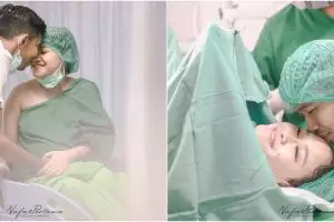 10 Momen Dede Sunandar temani istri melahirkan anak ketiga