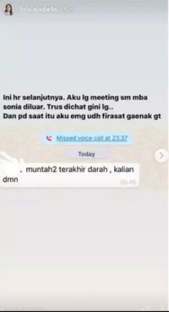 Jodie ungkap muntah darah © Instagram