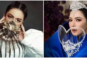 Gaya 6 seleb dengan masker desain mewah, glamor abis