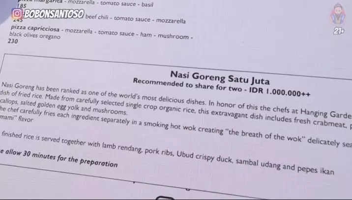 nasi goreng Rp 1 juta © YouTube
