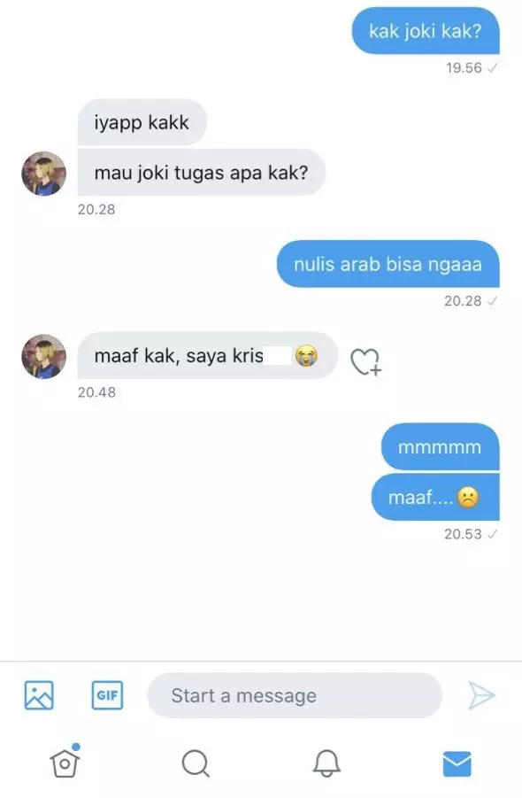 Chat saat teman minta contekan berbagai sumber Chat saat teman minta contekan berbagai sumber