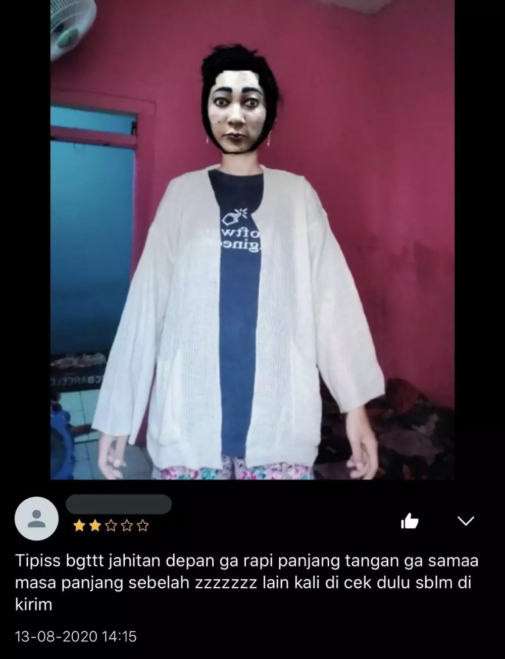 Review bahan produk olshop © Twitter