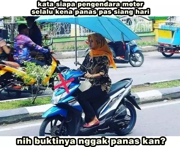meme pengendara motor pada siang hari Berbagai sumber