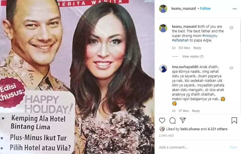 Kenang Adjie Massaid & Angelina Sondakh Instagram Kenang Adjie Massaid & Angelina Sondakh Instagram