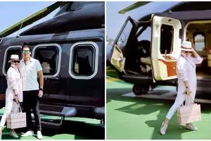 10 Momen liburan Syahrini dan Reino Barack, naik helikopter mewah