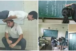 10 Potret tingkah ajaib siswa di kelas, ada yang akrobat