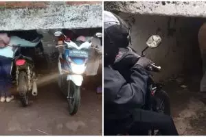 Potret pengendara melintasi terowongan pendek, ada yang sampai kayang