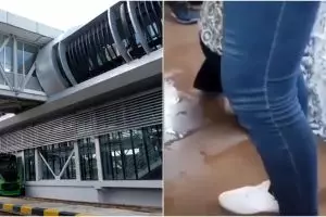 Aksi wanita bersihkan lantai KRL yang basah ini bikin salut