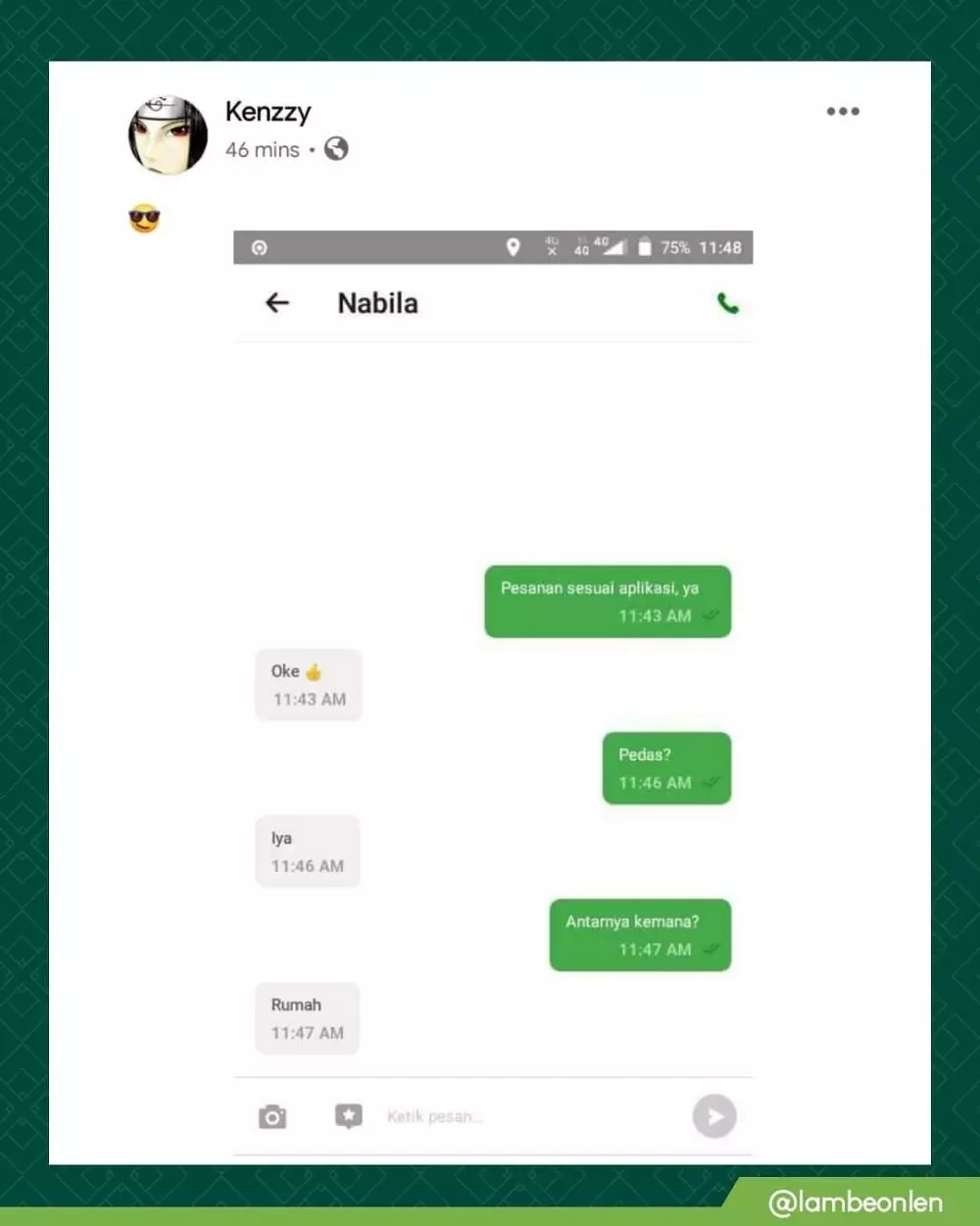 Chat order makanan di ojol © berbagai sumber