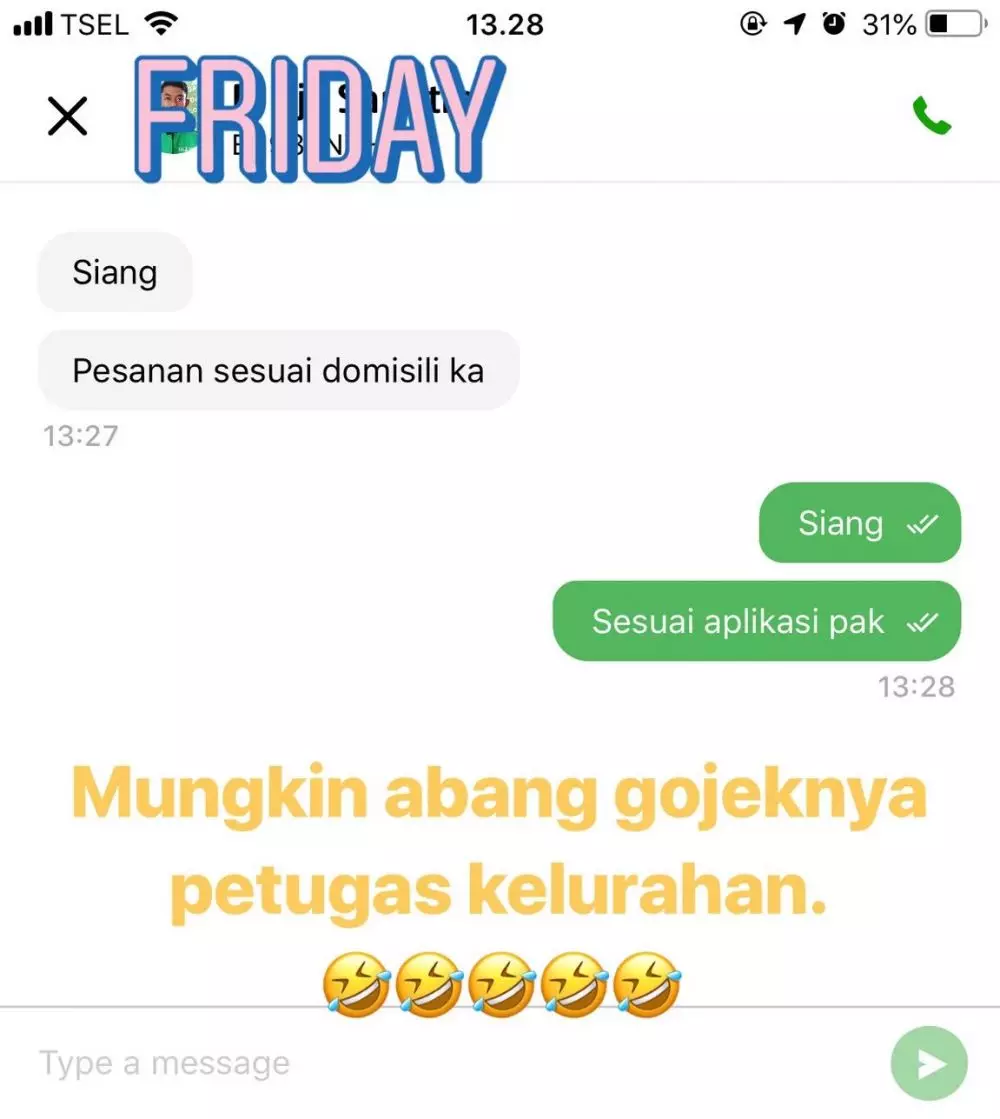 Chat order makanan di ojol © berbagai sumber