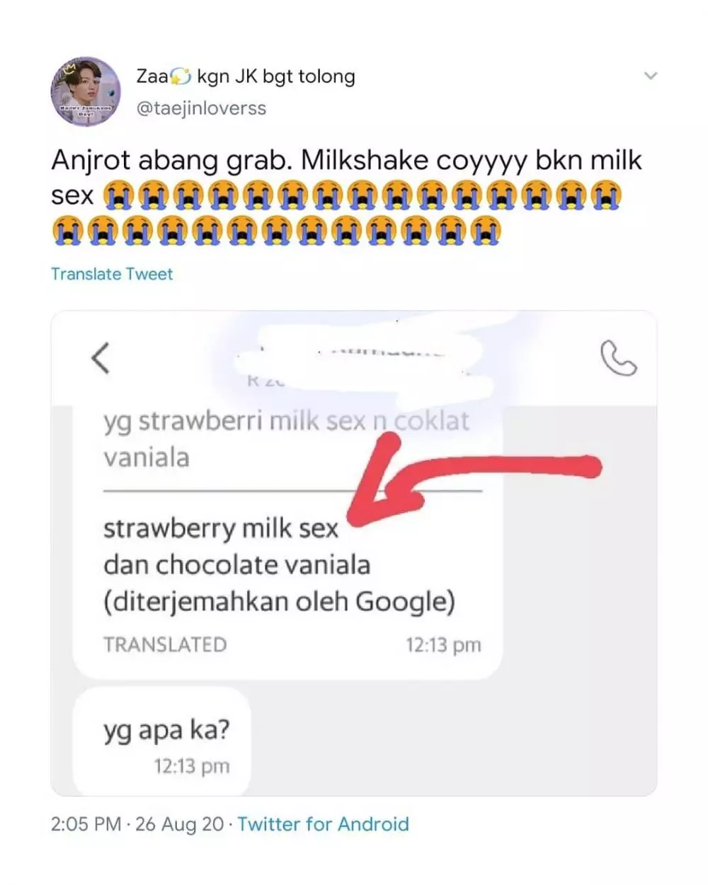 Chat order makanan di ojol © berbagai sumber