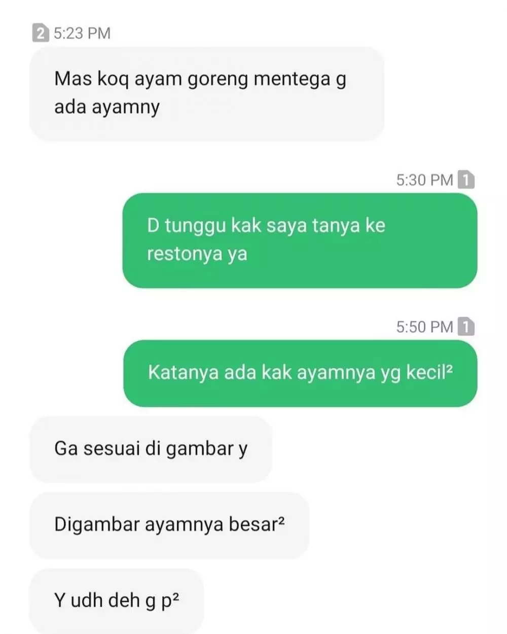 Chat order makanan di ojol © berbagai sumber