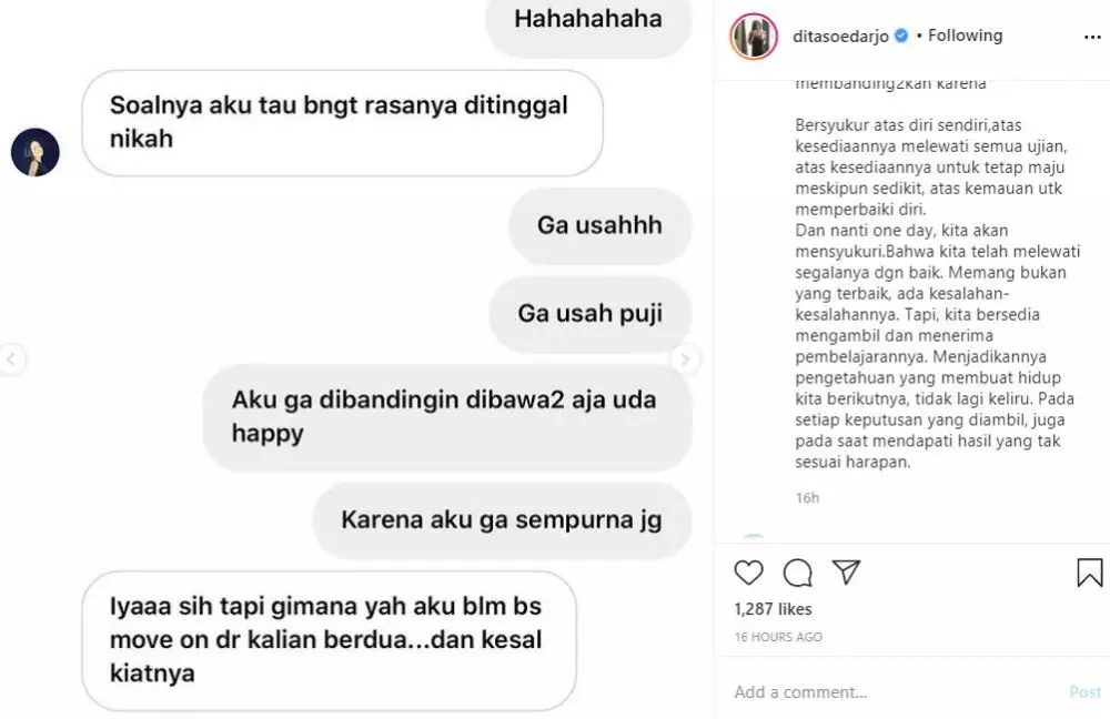 Kata bijak Dita © Instagram
