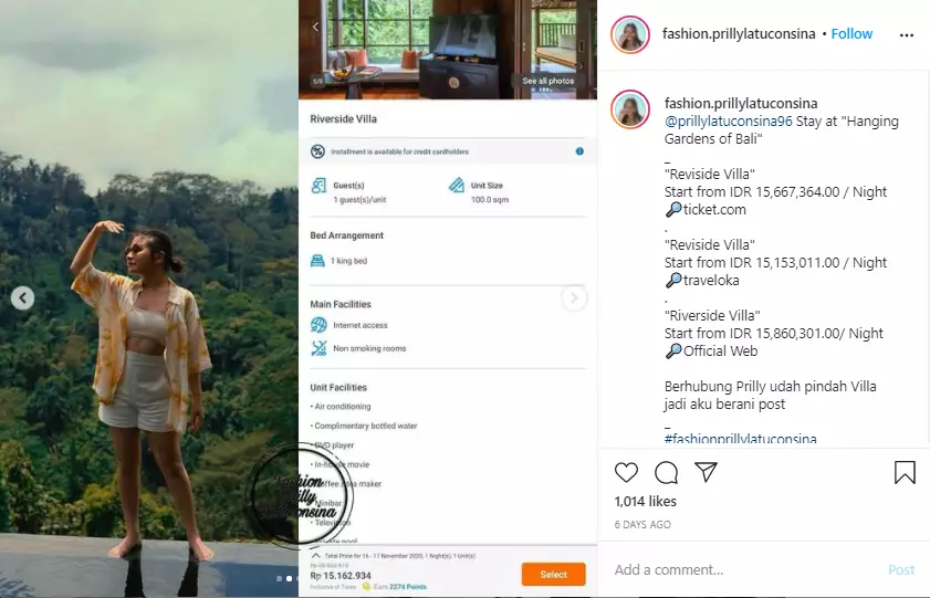 Prilly Latuconsina sewa villa seharga puluhan juta per malam Instagram