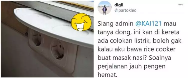 Viral aksi kocak cowok izin masak pakai rice cooker di kereta