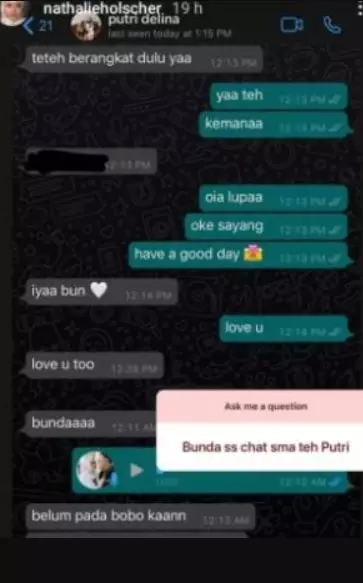 chat natalie putri © Instagram chat natalie putri © Instagram