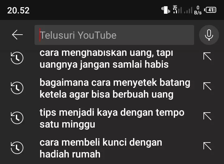 History pencarian YouTube © Twitter