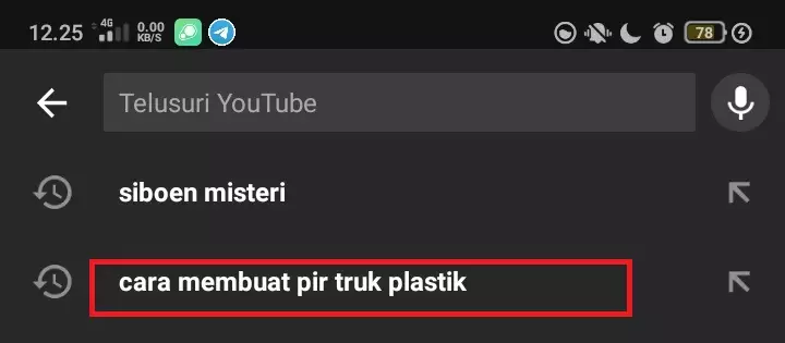 History pencarian YouTube © Twitter