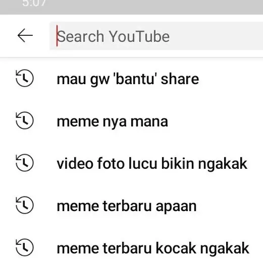 History pencarian YouTube © Twitter