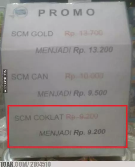 Tulisan harga promosi berbagai sumber