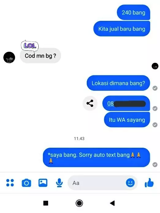 Chat typo dari penjual berbagai sumber Chat typo dari penjual berbagai sumber