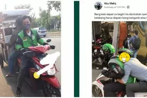 11 Posisi duduk penumpang ojek online ini bikin senyum di jalan