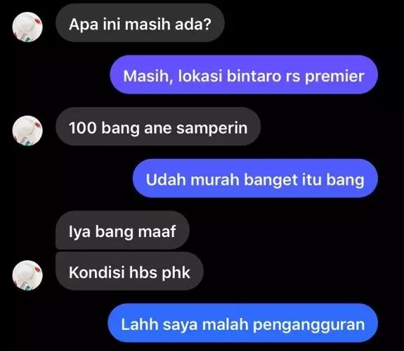Balasan chat penjual olshop © Twitter