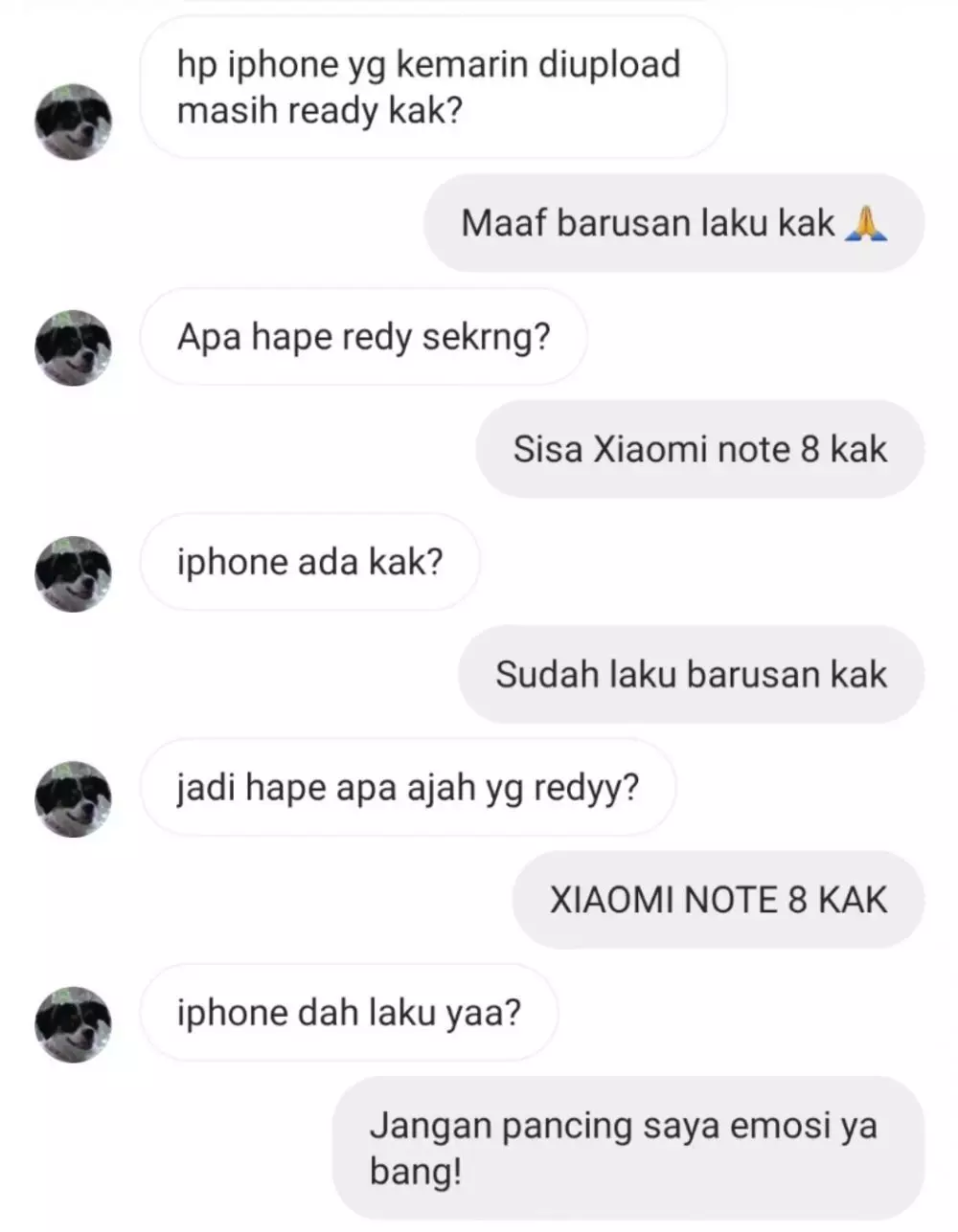 Balasan chat penjual olshop © Twitter