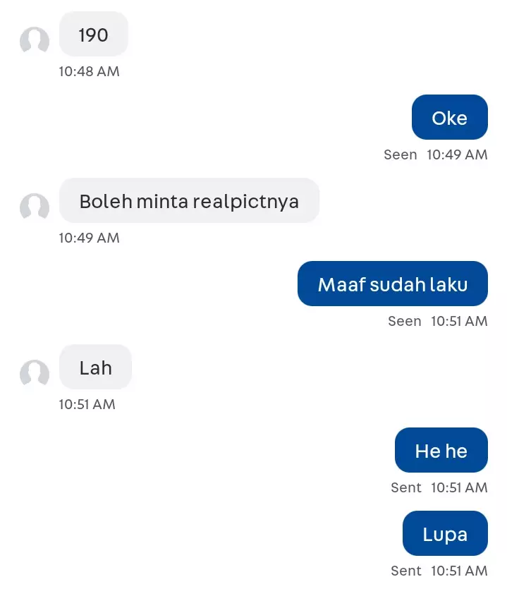 Balasan chat penjual olshop © Twitter