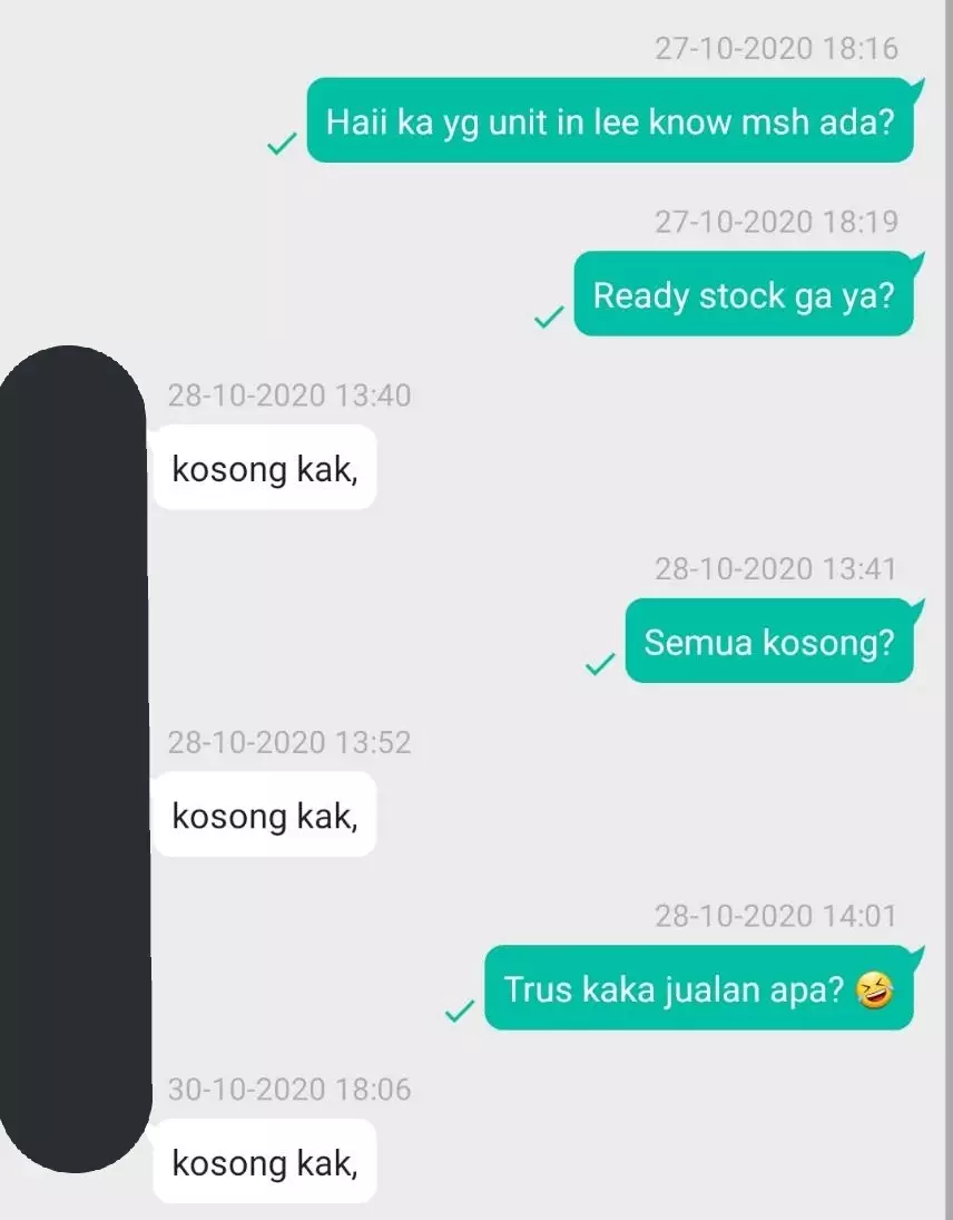 Balasan chat penjual olshop © Twitter