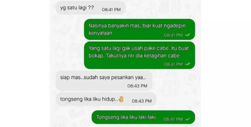 Chat curhat colongan ojek online © Instagram