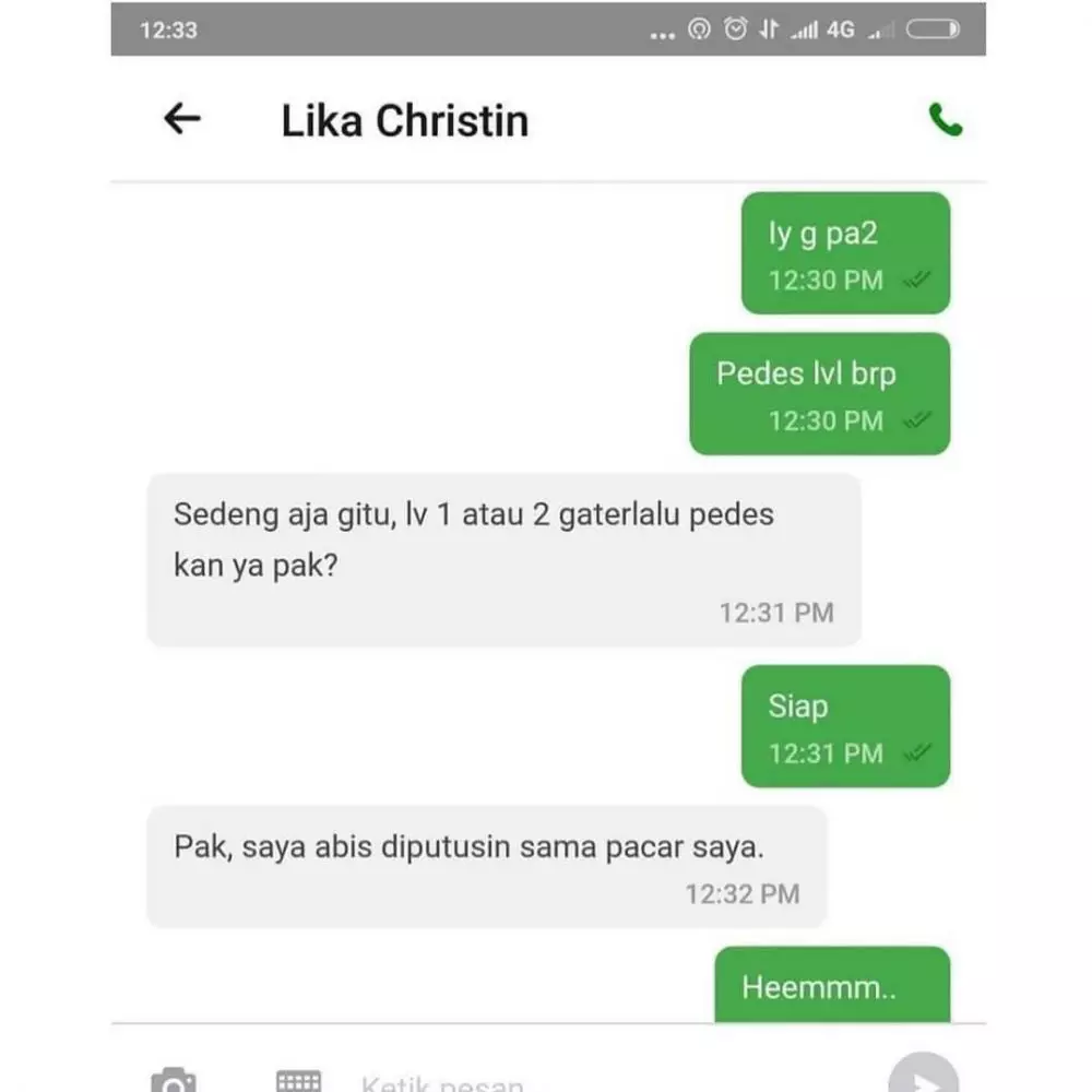 Chat curhat colongan ojek online © Instagram