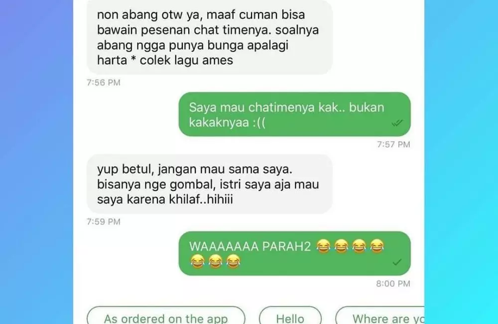 Chat curhat colongan ojek online © Instagram