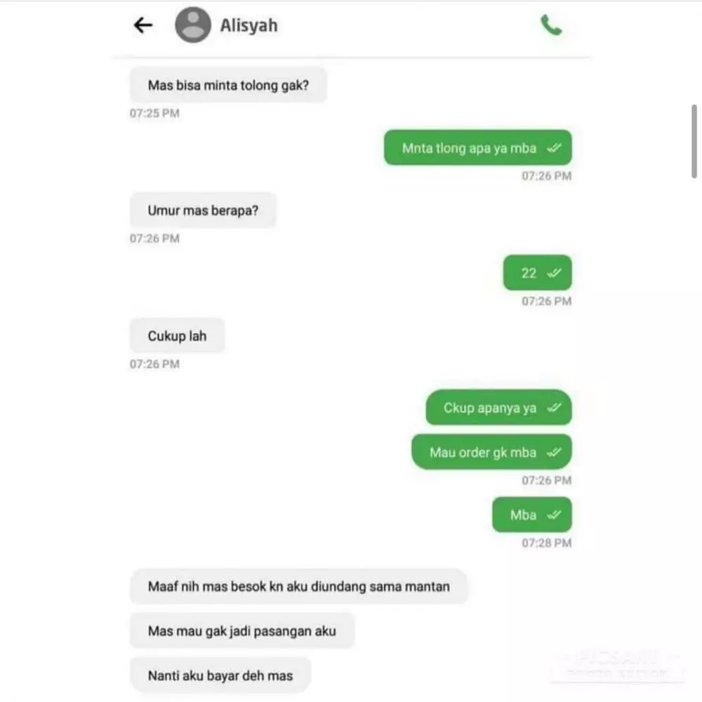 Chat curhat colongan ojek online © Instagram