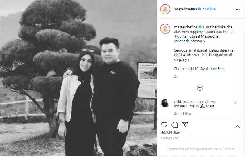 Suami Mama Lita MasterChef Indonesia meninggal Instagram Suami Mama Lita MasterChef Indonesia meninggal Instagram