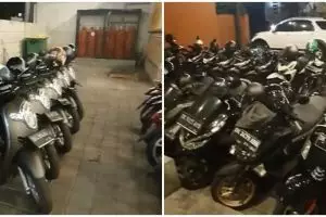 Viral aksi tukang parkir rapikan motor sesuai warna dan merek, keren