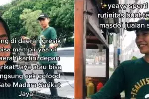 Wanita cantik ini rela bantu pacar jualan sate keliling, bikin salut