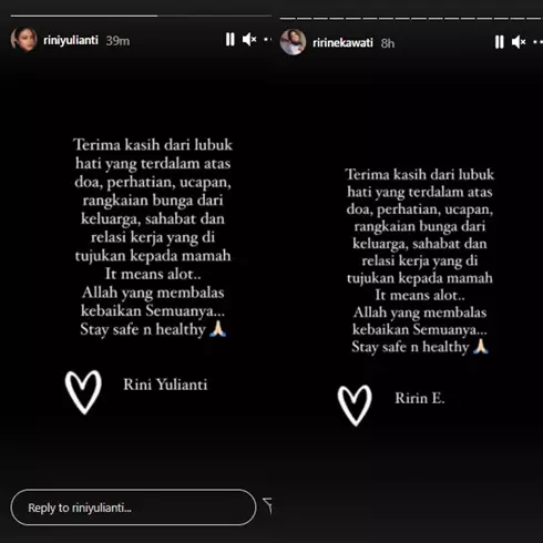 keluarga Ririn Ekawati jalani test swab Instagram keluarga Ririn Ekawati jalani test swab Instagram