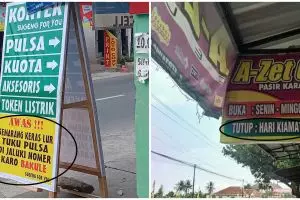 10 Tulisan lucu di spanduk warung pulsa ini kocak abis